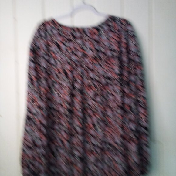 Terra & Sky Blouse Women 3X Button Up 3/4 Sleeve Floral Black Blue Red - Picture 12 of 15